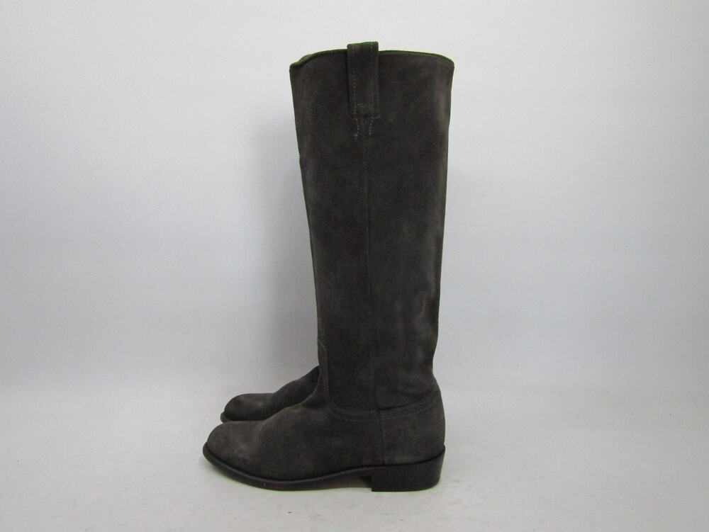 Frye Womens Size 7.5 B Gray Suede Knee High Cowboy Fashion Boots